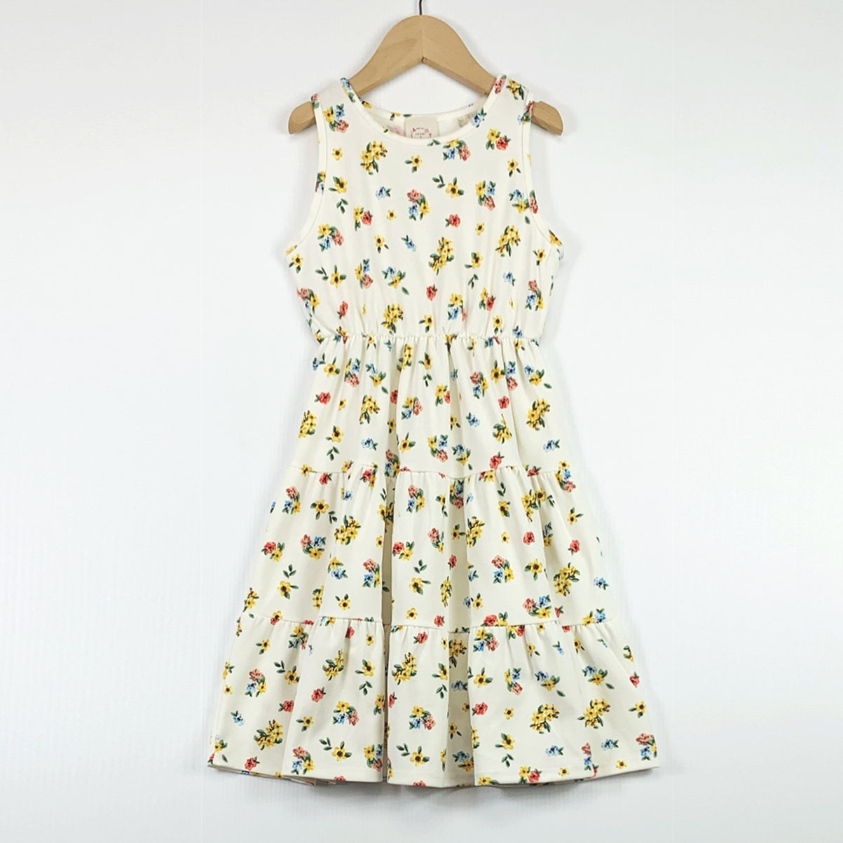 Vibrant Floral Sleeveless Tiered Dress GIRLS