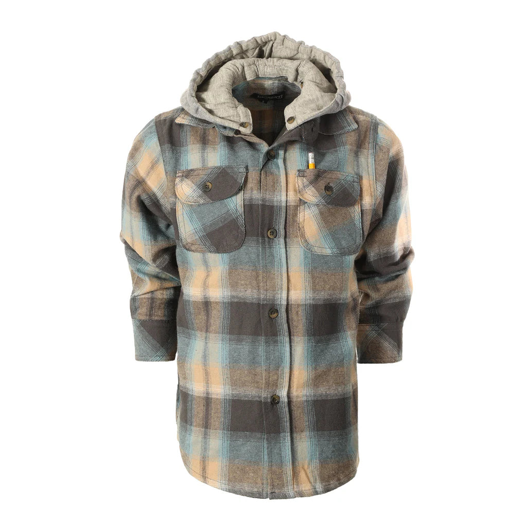 Long Sleeve Flannel Shirt with Removable Hood BOYS