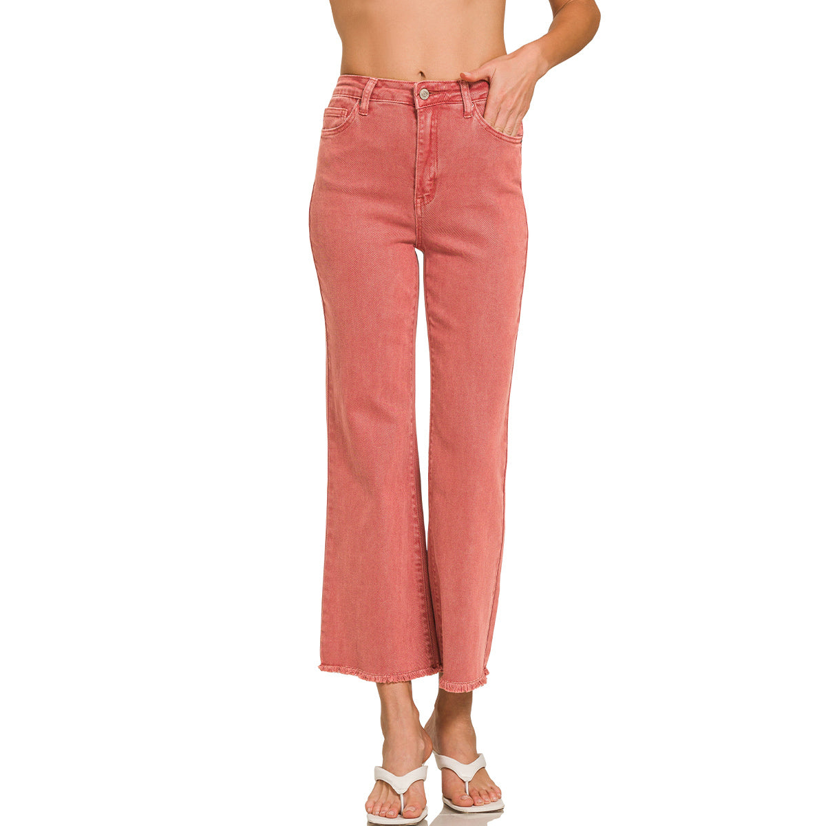 Cabernet High Waist Bootcut Pants with Frayed Hem – Women’s Stretch Denim