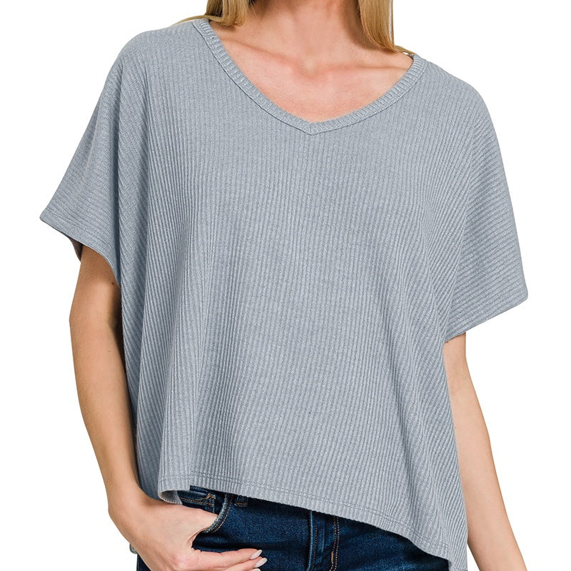 Essential Ribbed V-Neck Sweater Tee