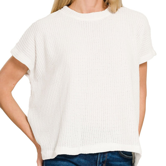 Chenille Waffle Cap Sleeve Sweater