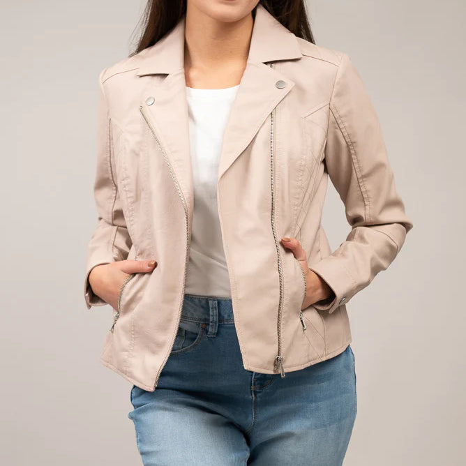 Asymmetric Quilted Faux Leather Jacket PLUS 2072