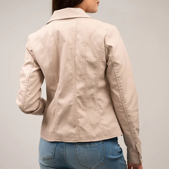 Asymmetric Quilted Faux Leather Jacket Reg & Plus