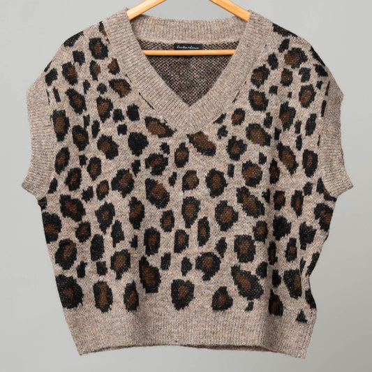 Leopard Print Brushed Wool Vest
