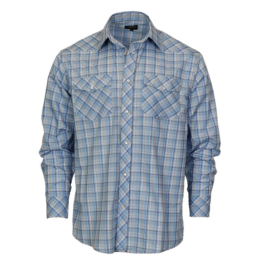 Pearl Snap Western Shirt in Gray Plaid MEN