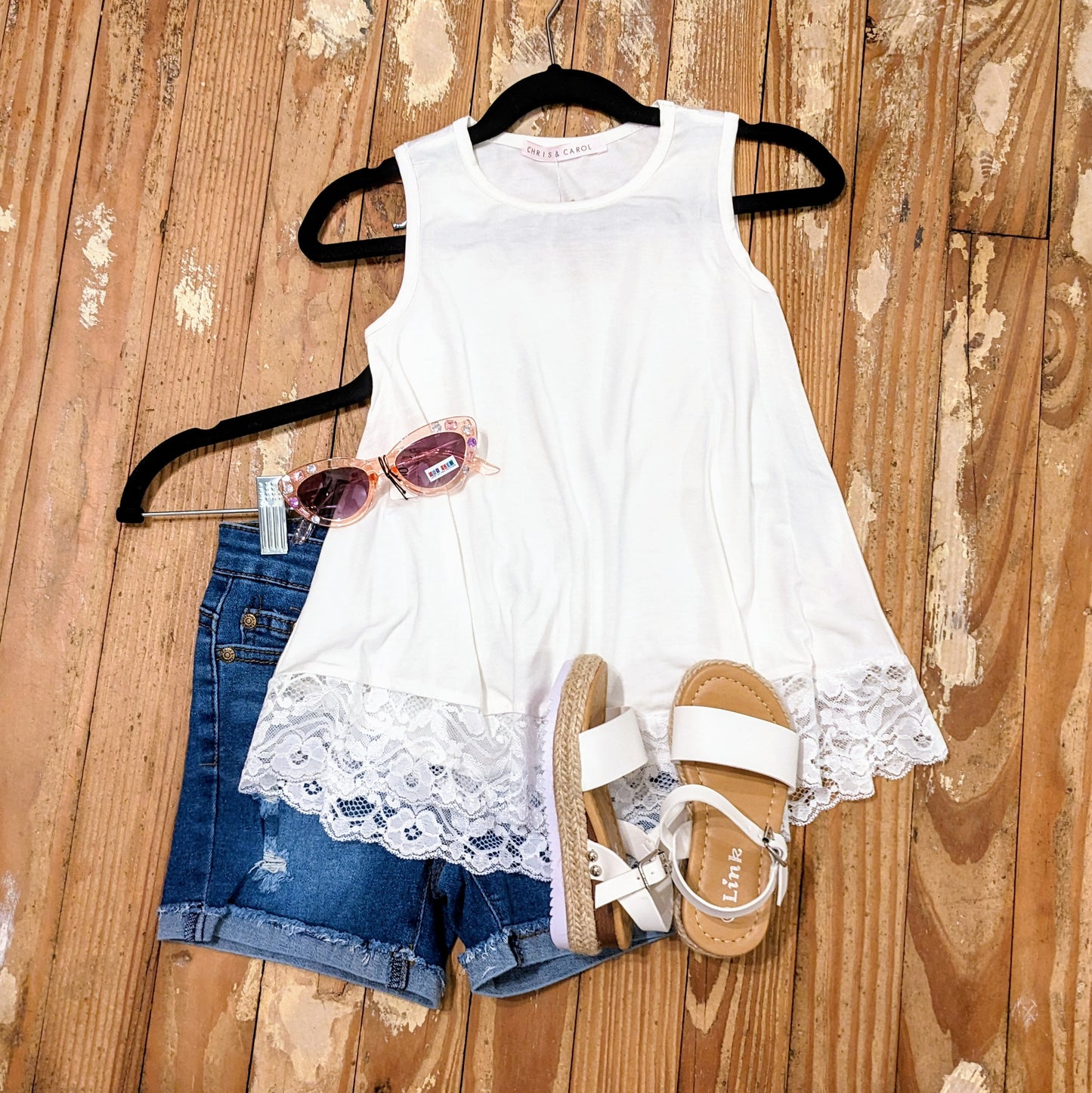 Sleeveless Lace Hemline Top GIRLS