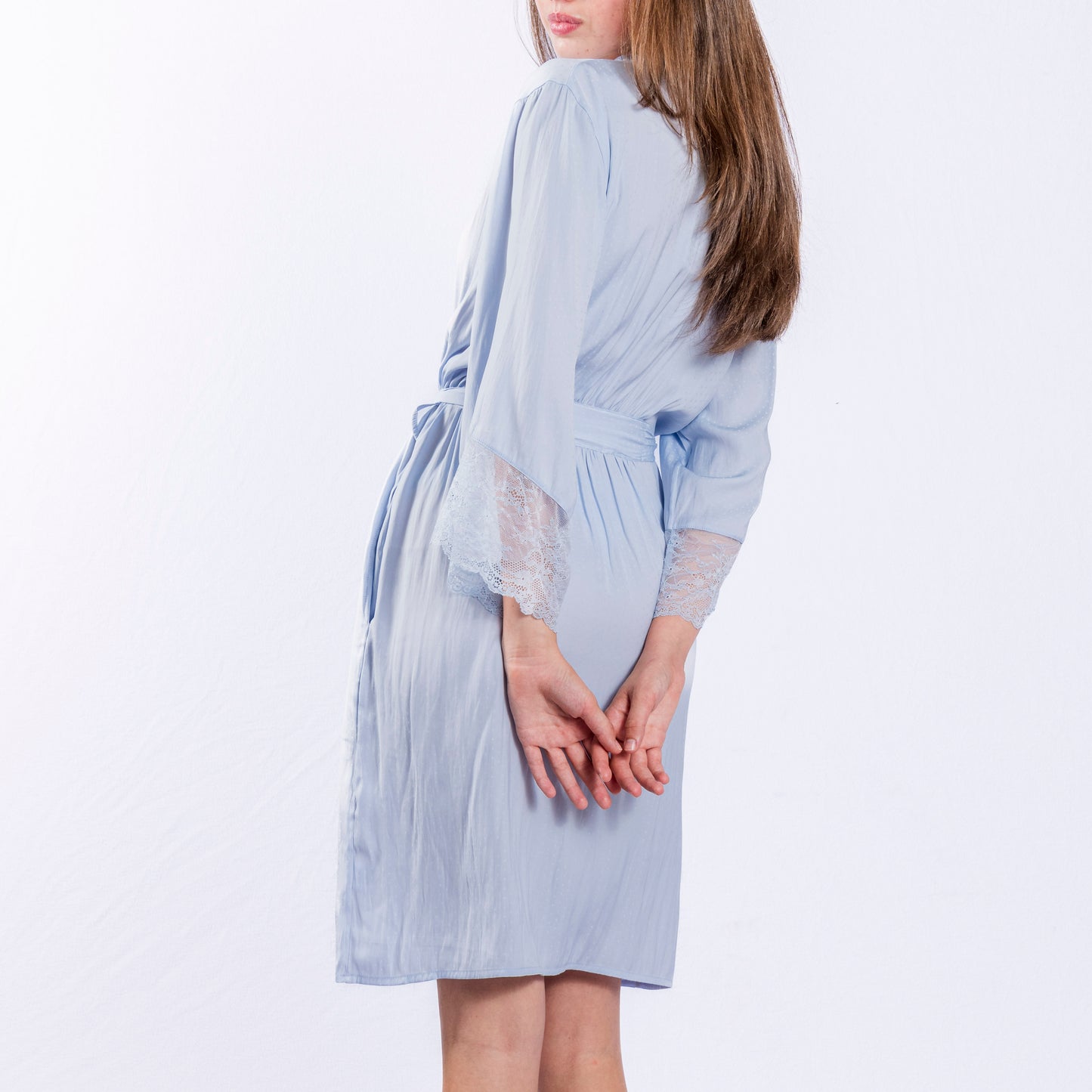 Periwinkle Blue Satin Robe