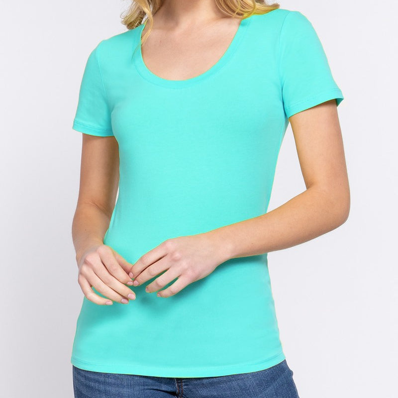 Favorite Scoop Neck Tee in Turquoise
