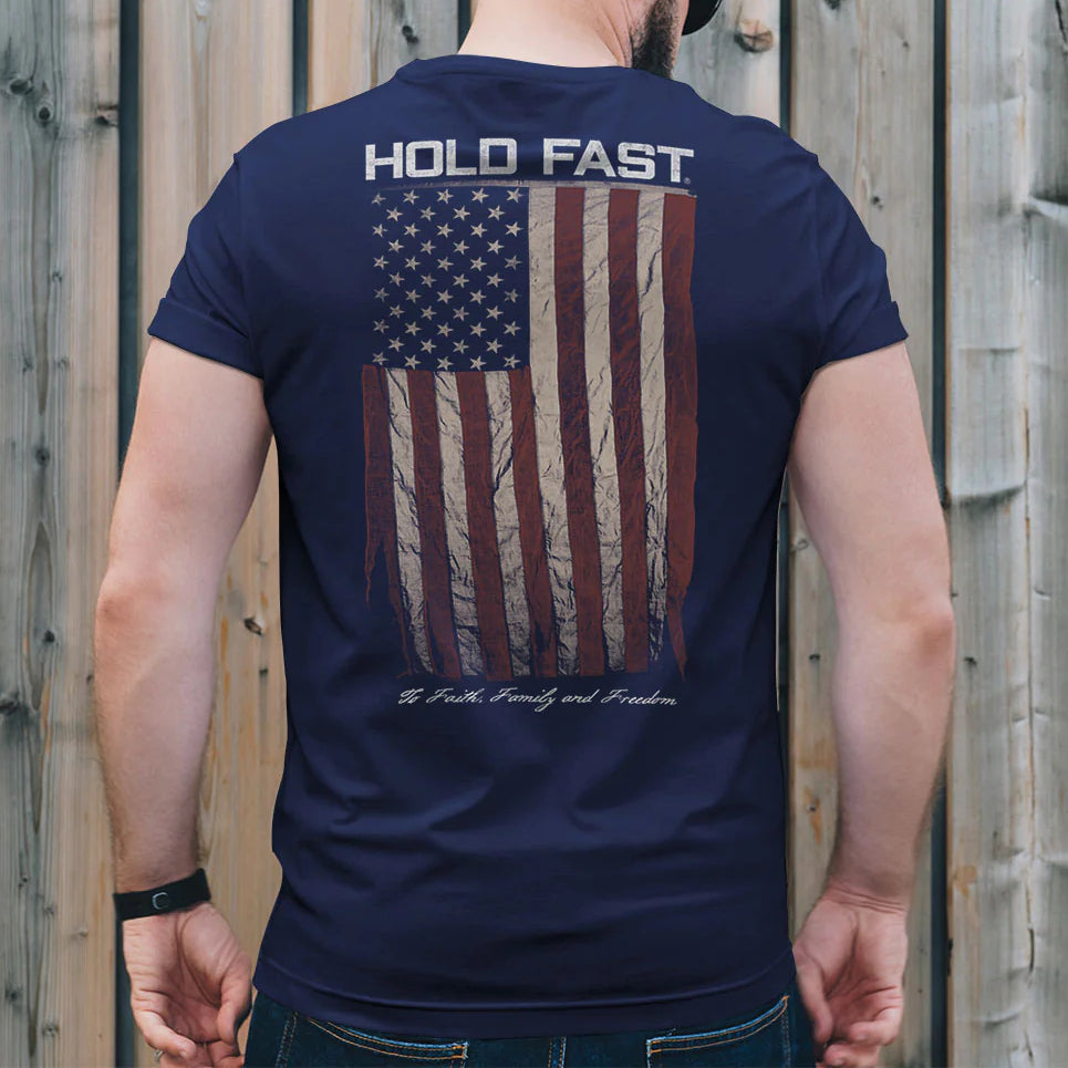 Navy Antique Flag Patriotic Tee MEN