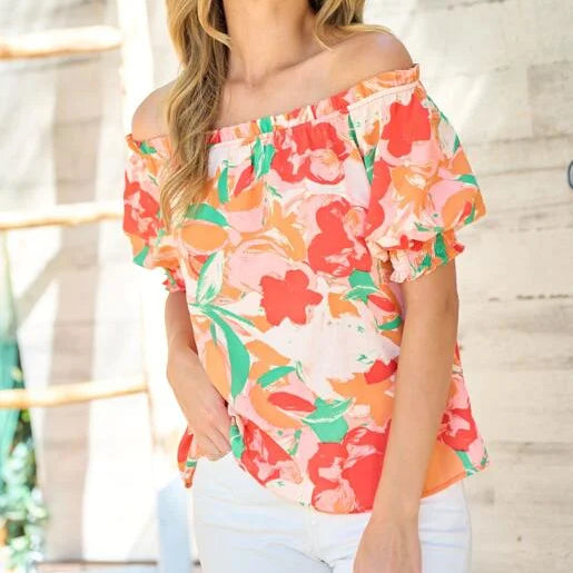 Off The Shoulder Floral Top PLUS