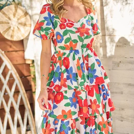 Walkin' in Sunshine Dress in Bright Floral