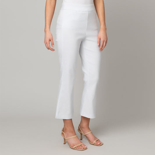 Side view of cropped pants with front and back pockets