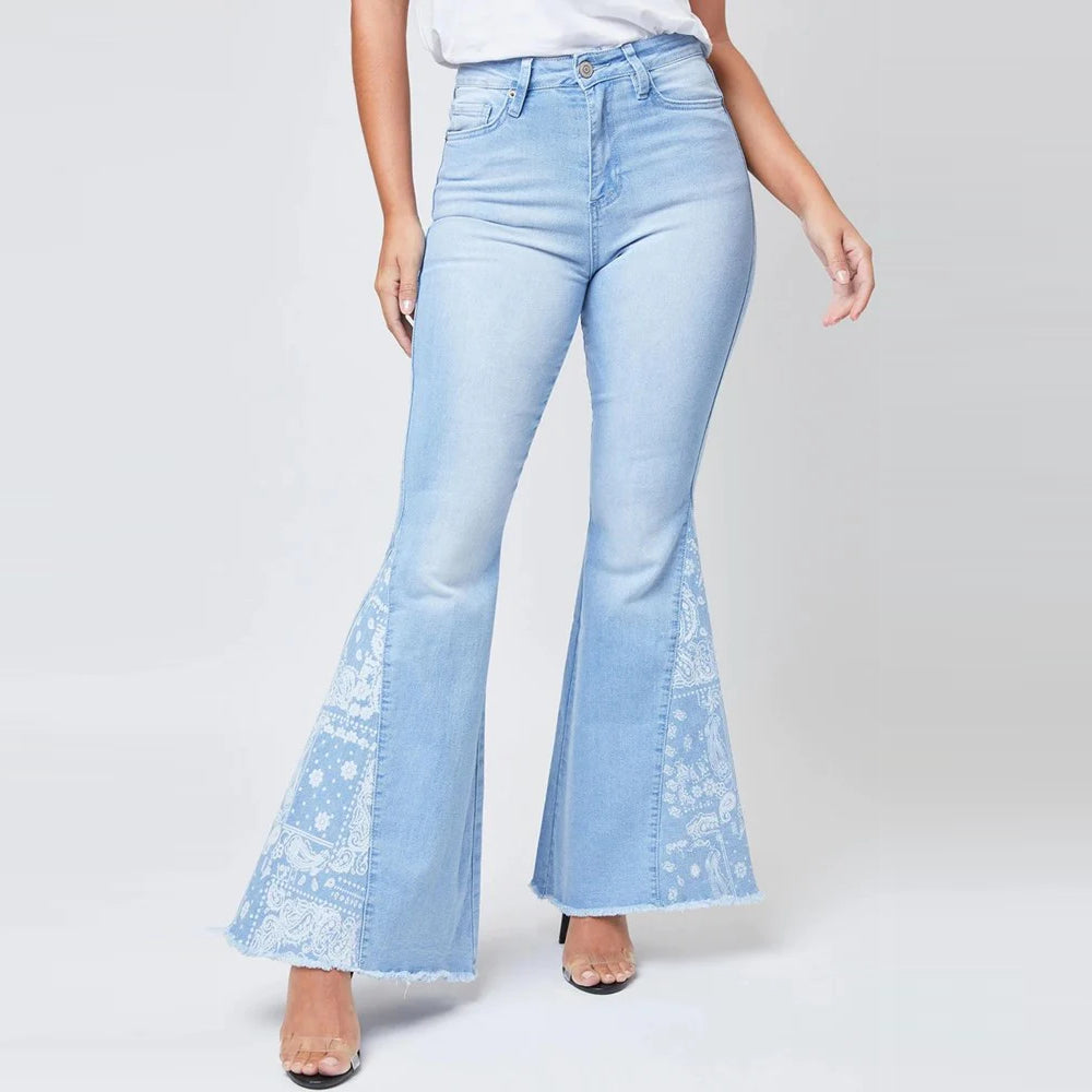 Flared Bandana Insert Light Wash Flare Jeans