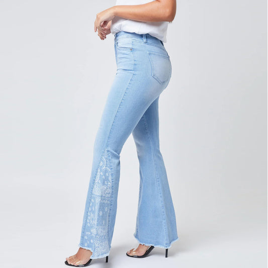 Flared Bandana Insert Light Wash Flare Jeans