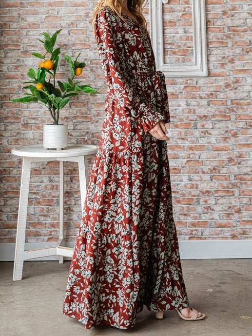 A Little Rusty Floral Maxi Dress in Rust - Colbert Clothing