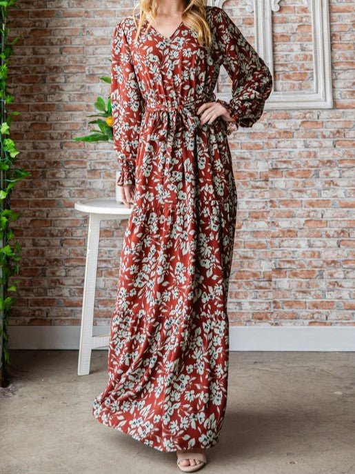 A Little Rusty Floral Maxi Dress in Rust - Colbert Clothing
