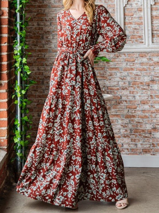 A Little Rusty Floral Maxi Dress in Rust - Colbert Clothing