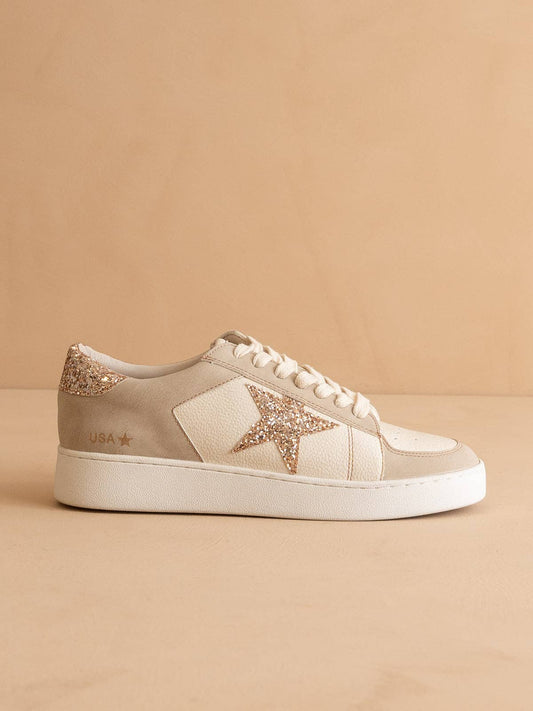 Beige Glitter Star Sneaker - Colbert Clothing