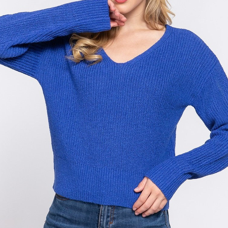 Hindsight Dolman Sweater Top in Blue