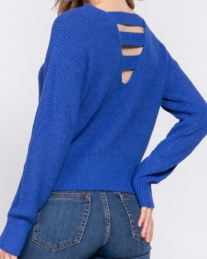 Hindsight Dolman Sweater Top in Blue