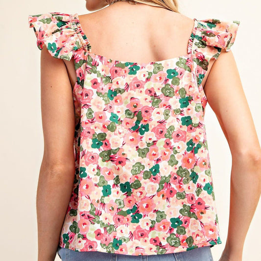 Floral Flirt Flutter Top - Colbert Clothing