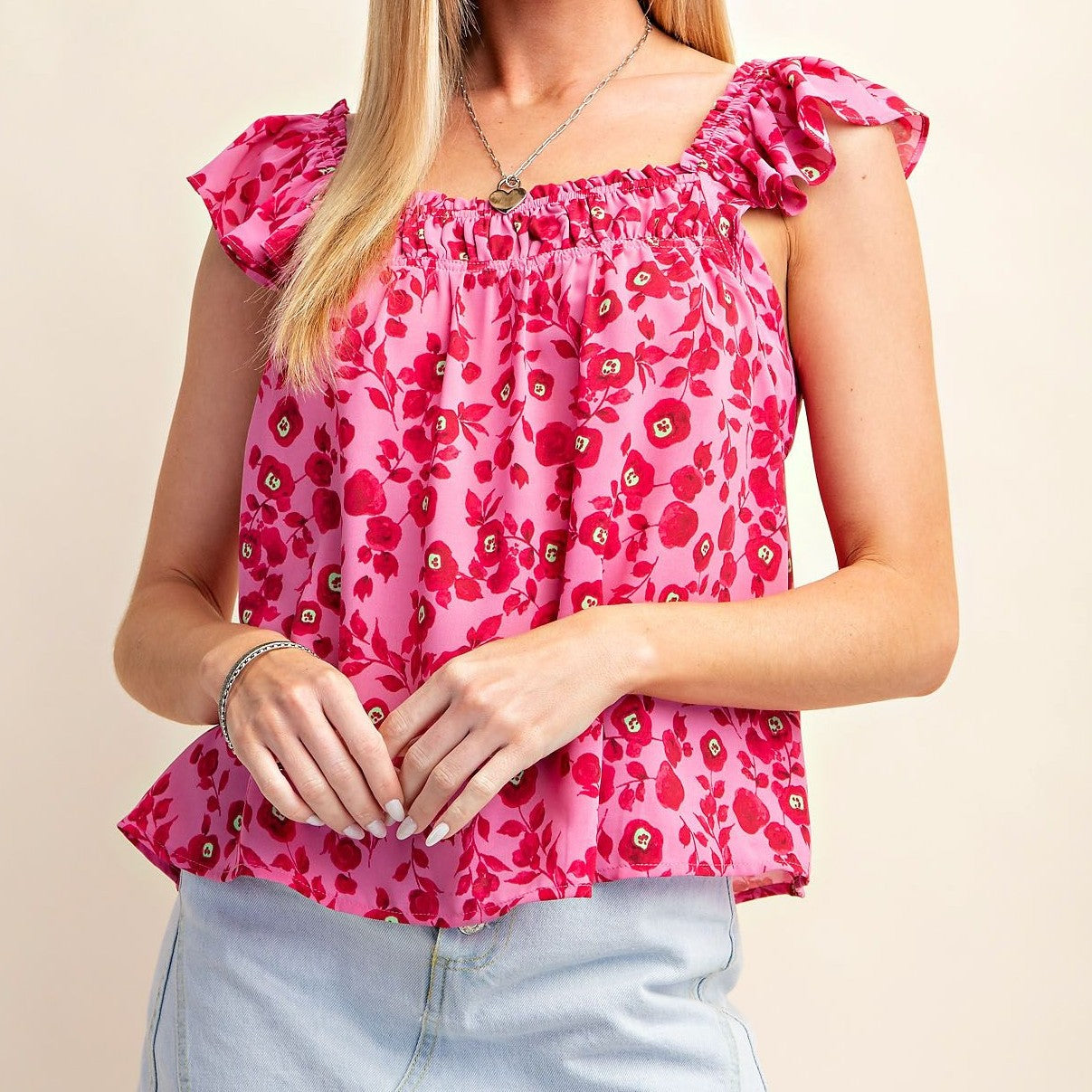 Think (Hot) Pink Ruffle Top
