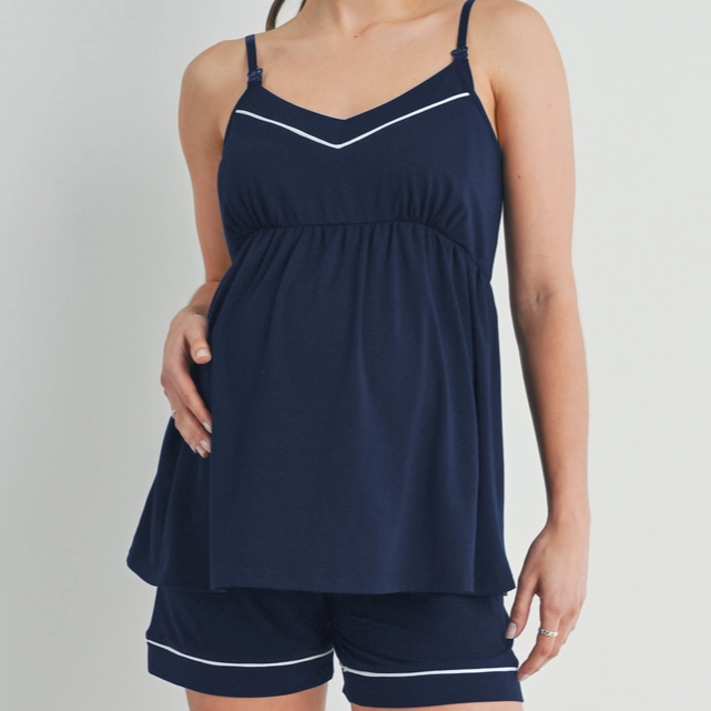 Comfy-Cozy Pajamas for Nursing / Maternity in Navy 2597