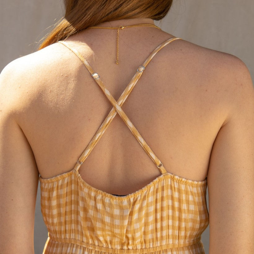 Picnic in the Park Gingham Dress in Mustard