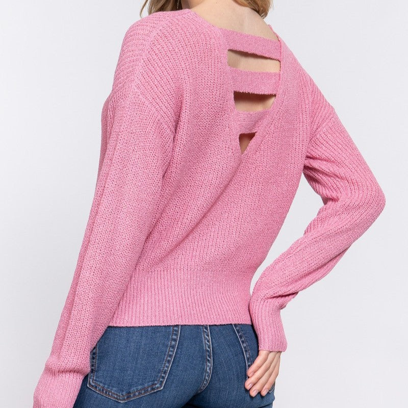 Hindsight Dolman Sweater Top in Pink
