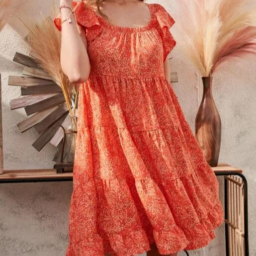 Summer Spice Dress in Hot Coral