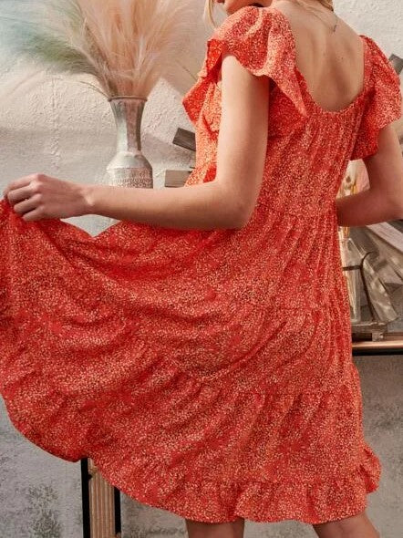 Summer Spice Dress in Hot Coral
