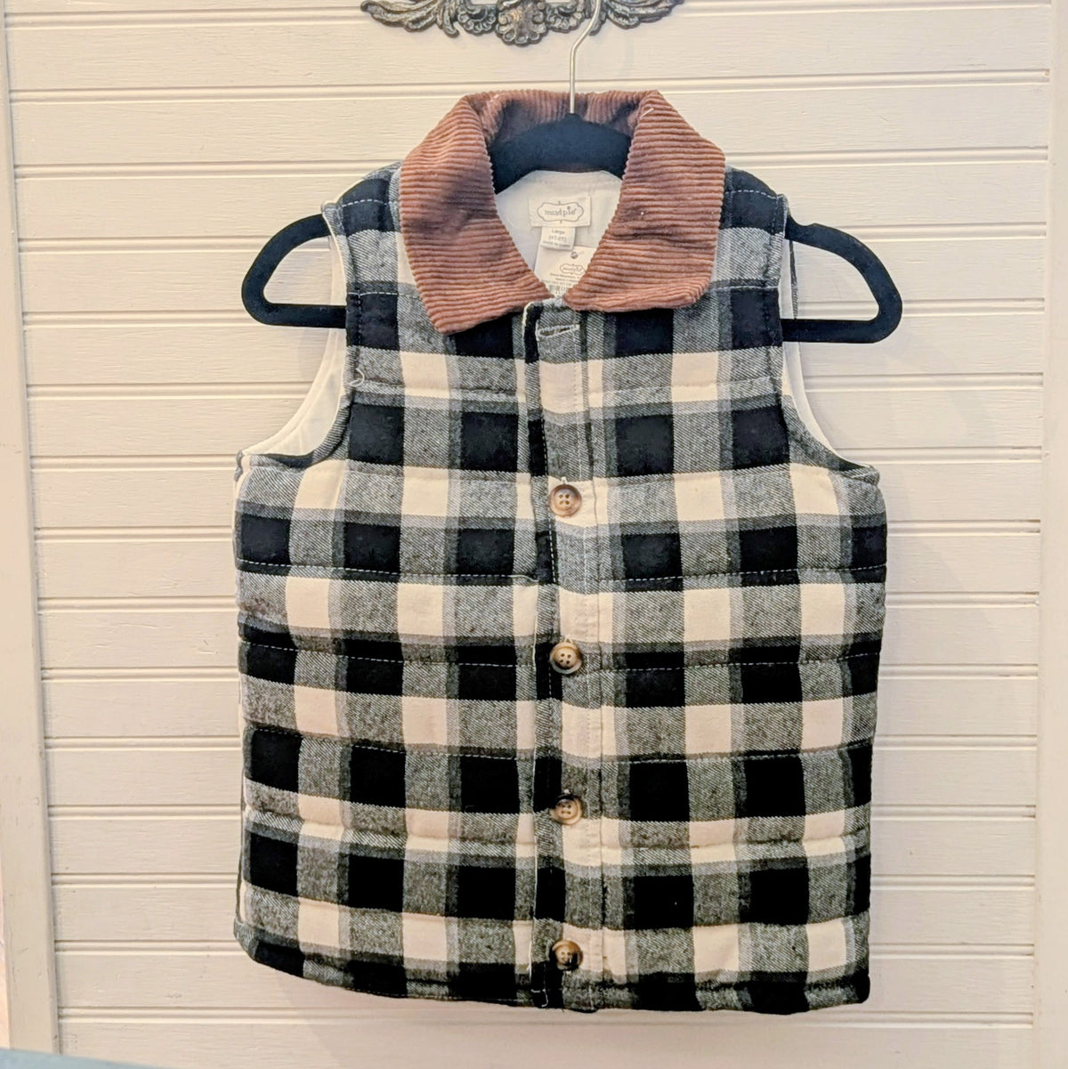 Boys Mud Pie Black Check Vest 447