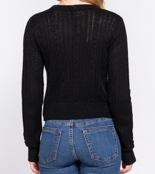 Winter Dream Cable Knit Sweater in Black - Colbert Clothing