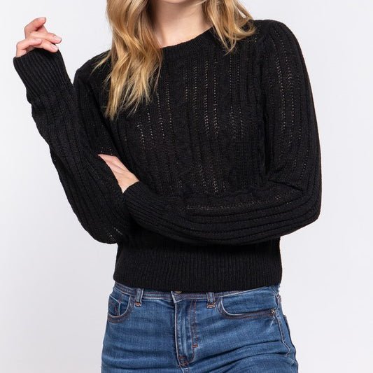Winter Dream Cable Knit Sweater in Black - Colbert Clothing