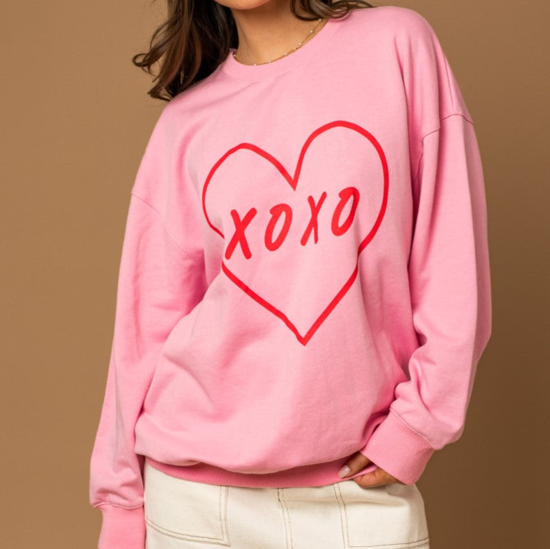 I'll be Loving You XOXO Oversized Sweater in Pink