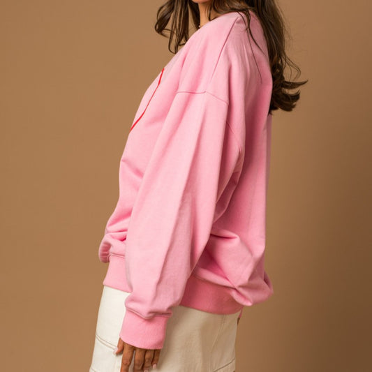 I'll be Loving You XOXO Oversized Sweater in Pink