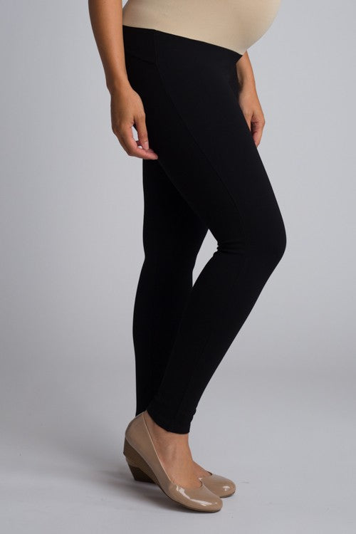Black Maternity Ponte Pants -  Side view