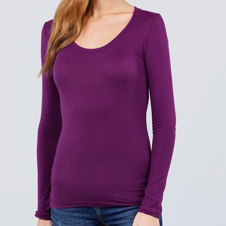 Favorite Scoop Neck Tee in Purple