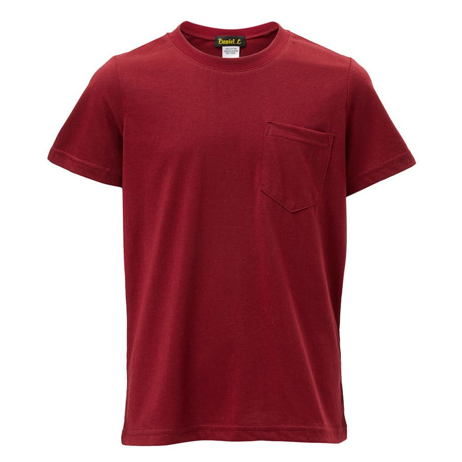 Crewneck Tee with Pocket in Burgundy BOYS