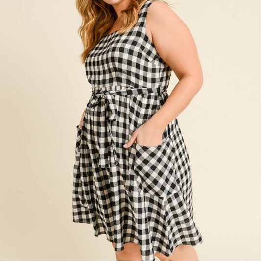 Take Me Back Plaid Dress - PLUS