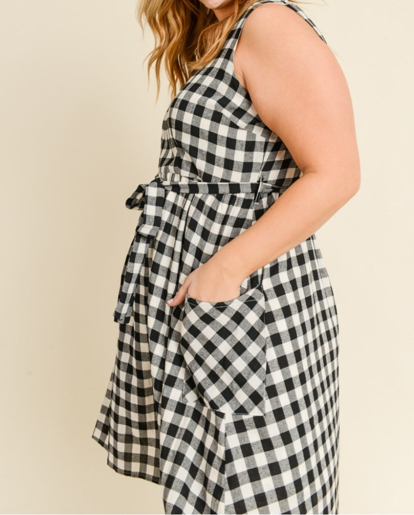 Take Me Back Plaid Dress - PLUS