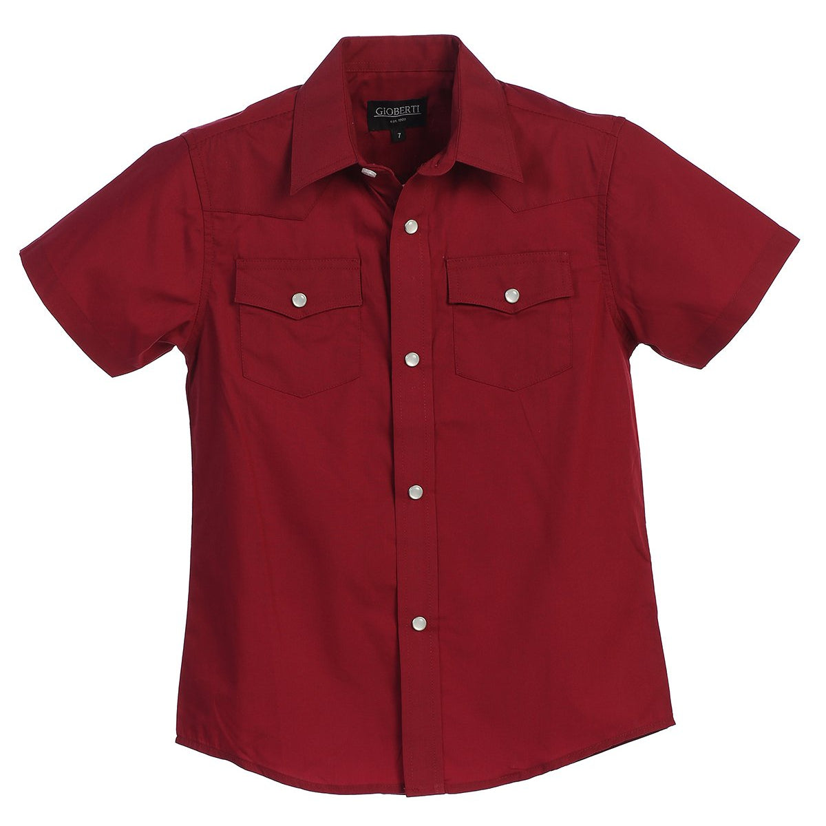 Gioberti Boys Solid Short Sleeve Western Shirt, Boy's, Size: 6, Red Gioberti Boys Solid Short Sleeve Western Shirt, Boy's, Size: 6, Red