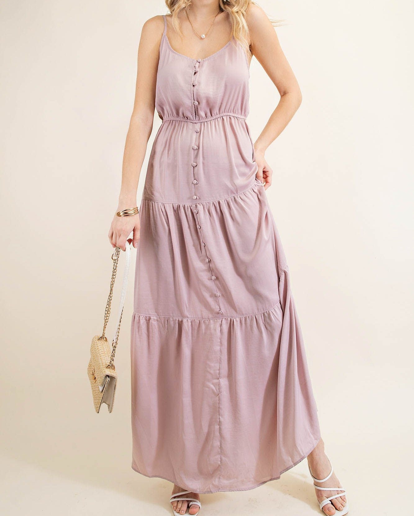 Button Down Tiered Dress