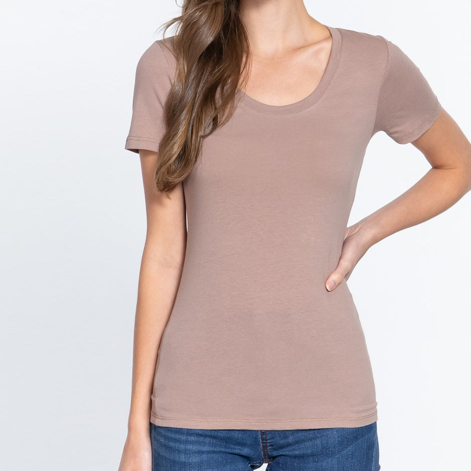 Keeping it Basic Cotton Tee in Lt Mocha