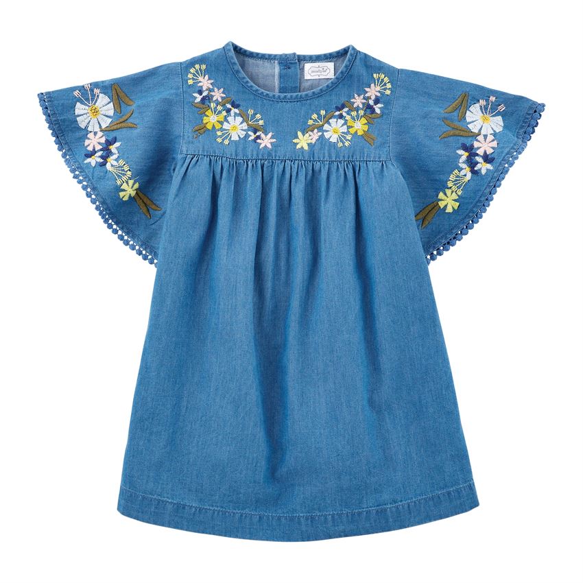 Sweet Girl Embroidered Chambray Dress TODDLER