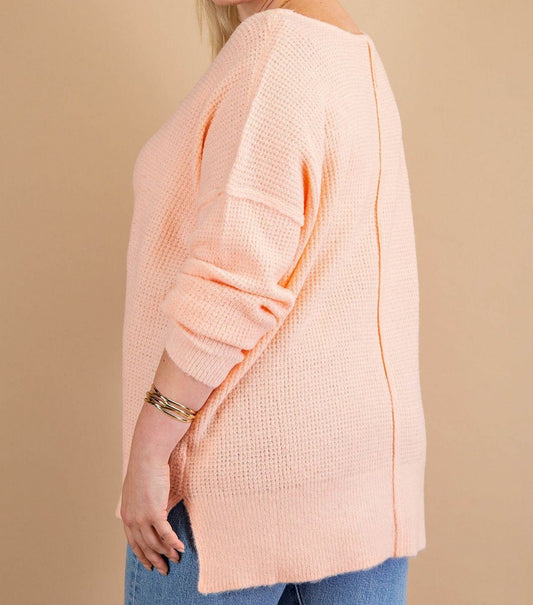 Effortless Beauty Thermal Sweater in Peach PLUS