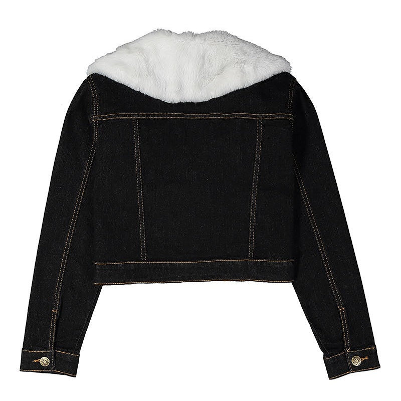 Denim Jacket with Faux Fur Collar GIRLS