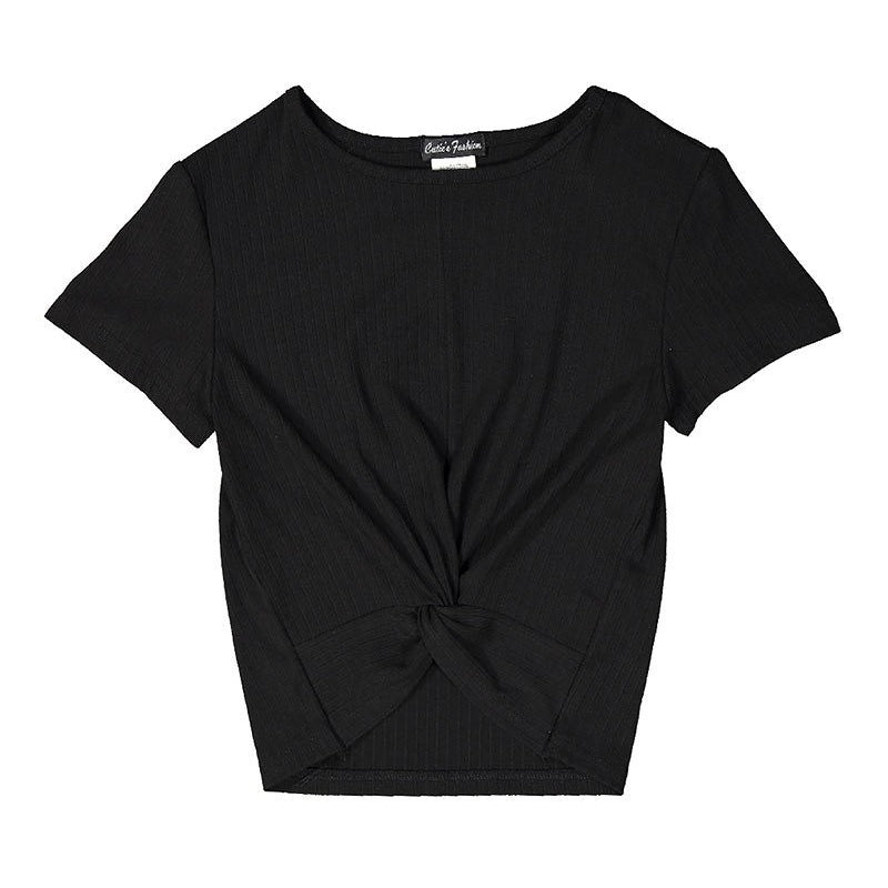 Twist Front Shirt in Black GIRLS