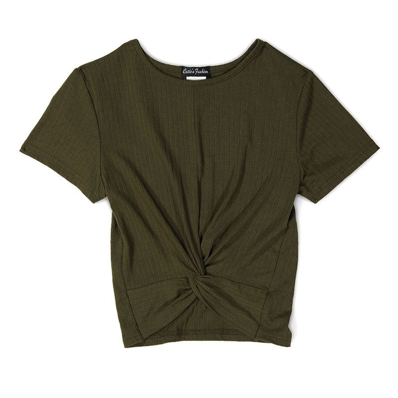 Twist Front Shirt in Olive GIRLS