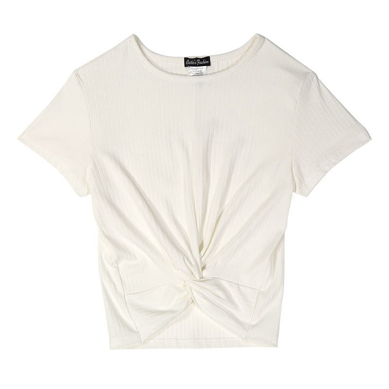 Twist Front Shirt in White GIRLS